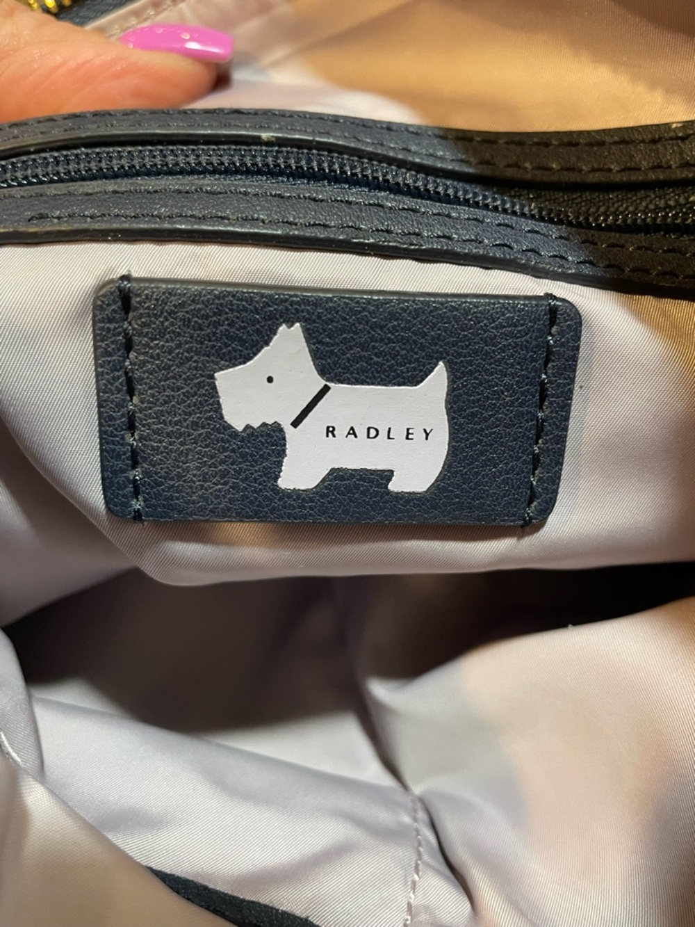 RADLEY LONDON Cream and Navy Crossbody Bag with Scottie Dog Print - Picture 9 of 12